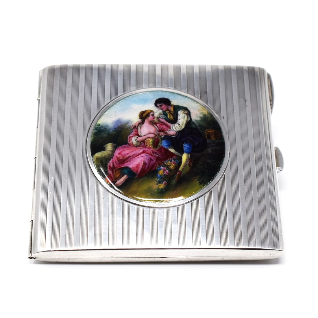 Continental silver and enamel decorated cigarette case (1 of 11)