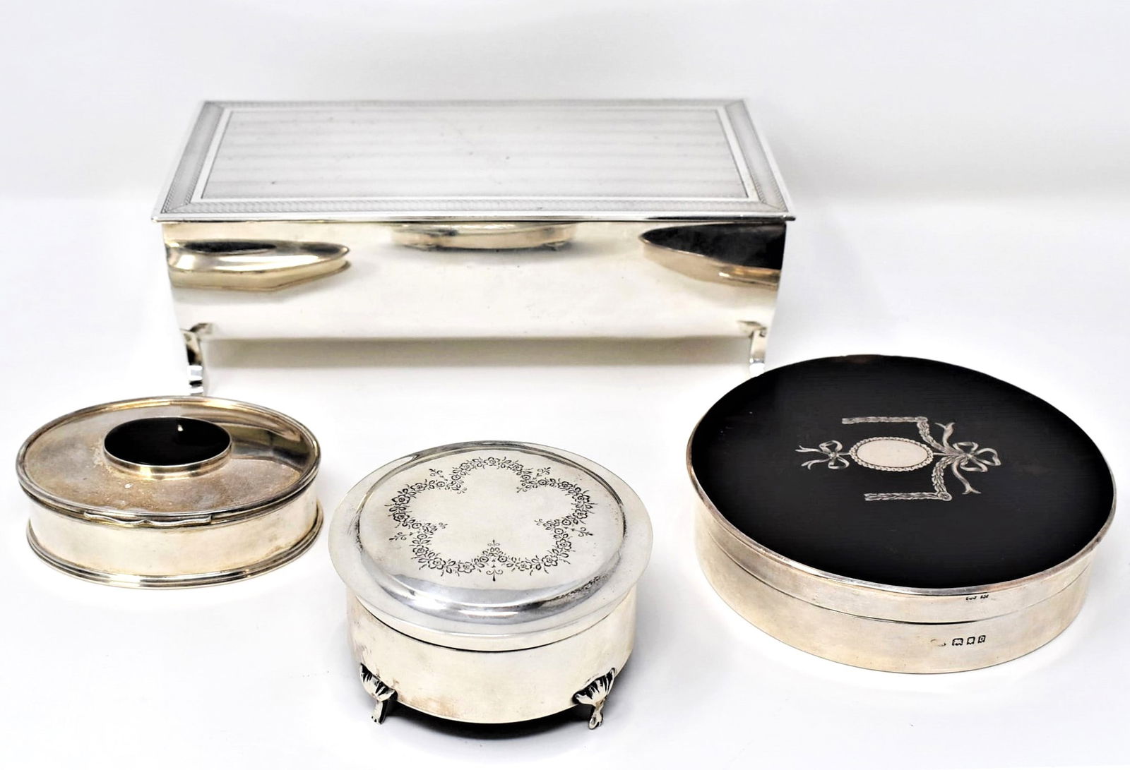 Grouping of 4 antique English Sterling silver boxes (1 of 20)