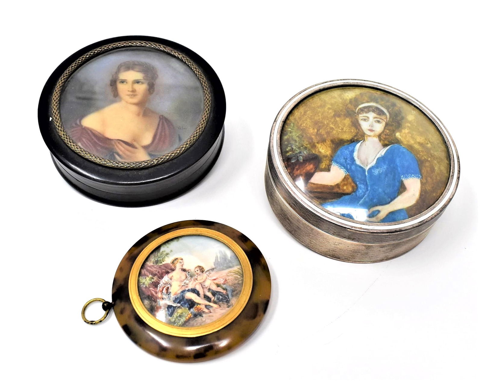 Grouping of antique French items with miniature paintings (1 of 16)