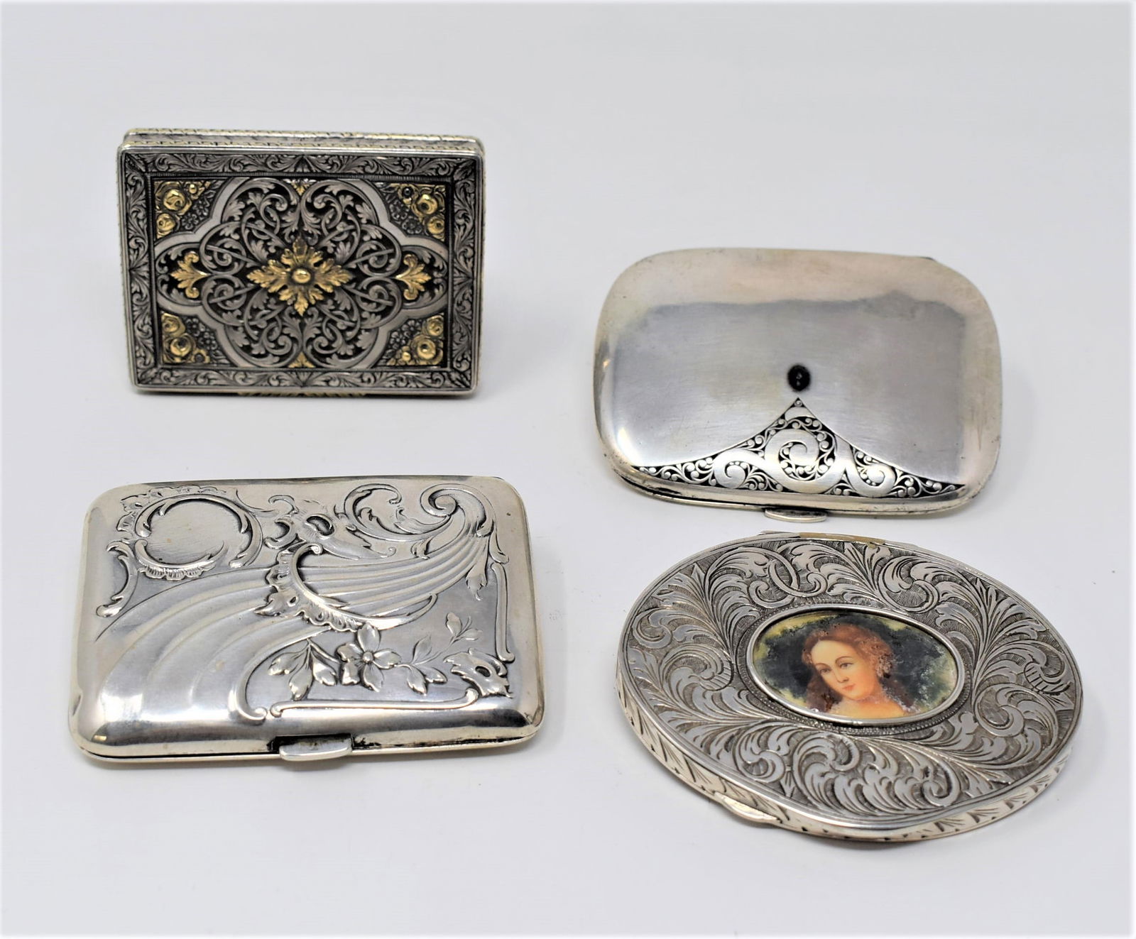 Grouping of four antique .800 silver cases (1 of 17)