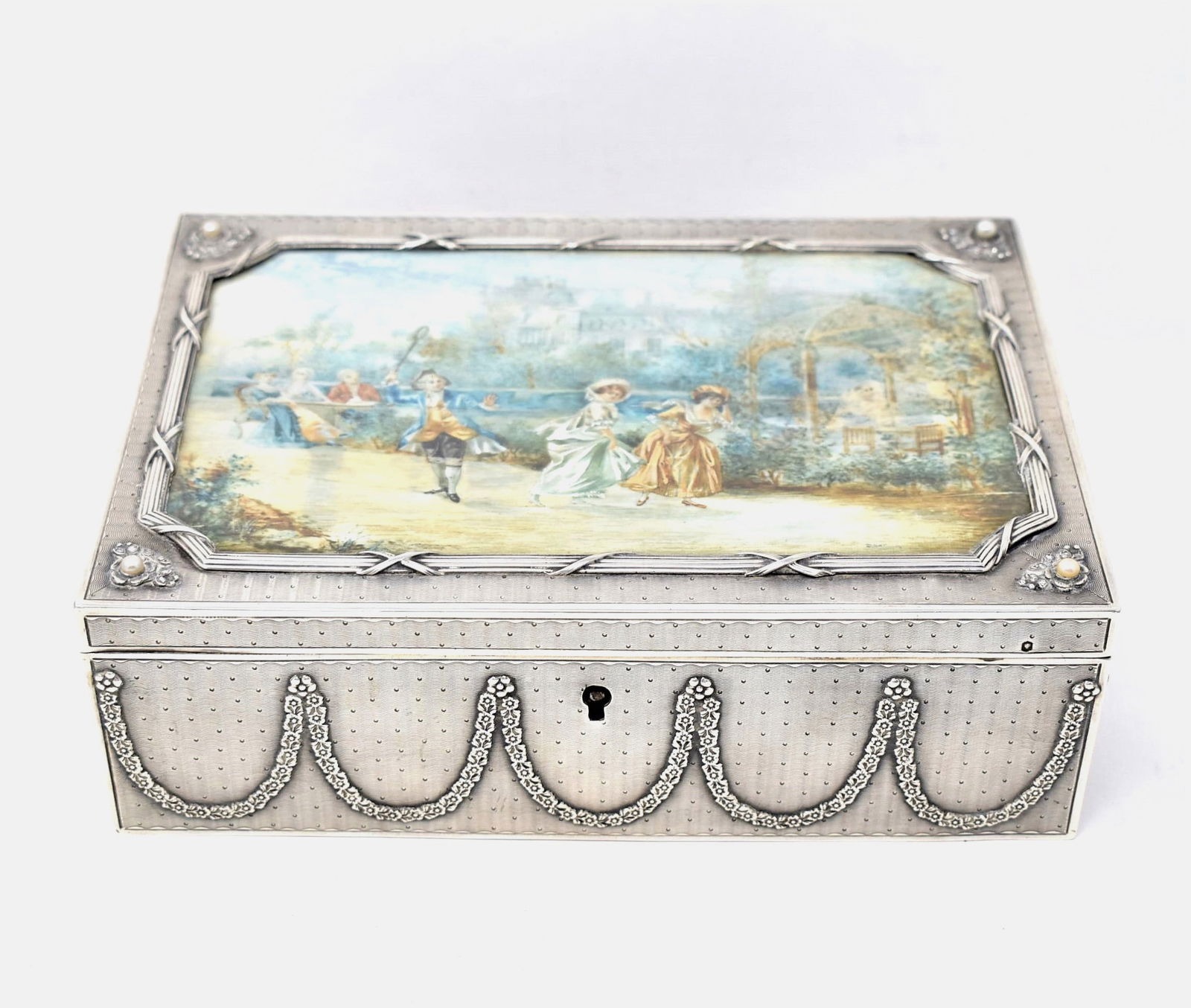 Antique French silver box with signed miniature (1 of 15)