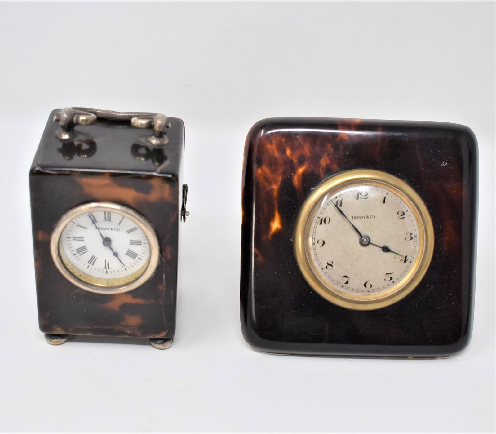 Two antique/vintage Tiffany/ Tiffany style desk clocks (1 of 17)
