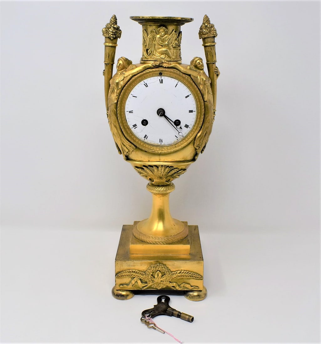 Antique gilt bronze 19th cent. Empire style mantel clock (1 of 11)