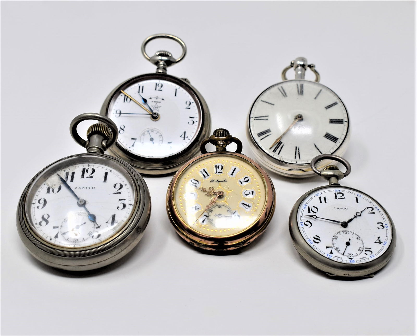 Grouping of five antique pocket watches (1 of 7)