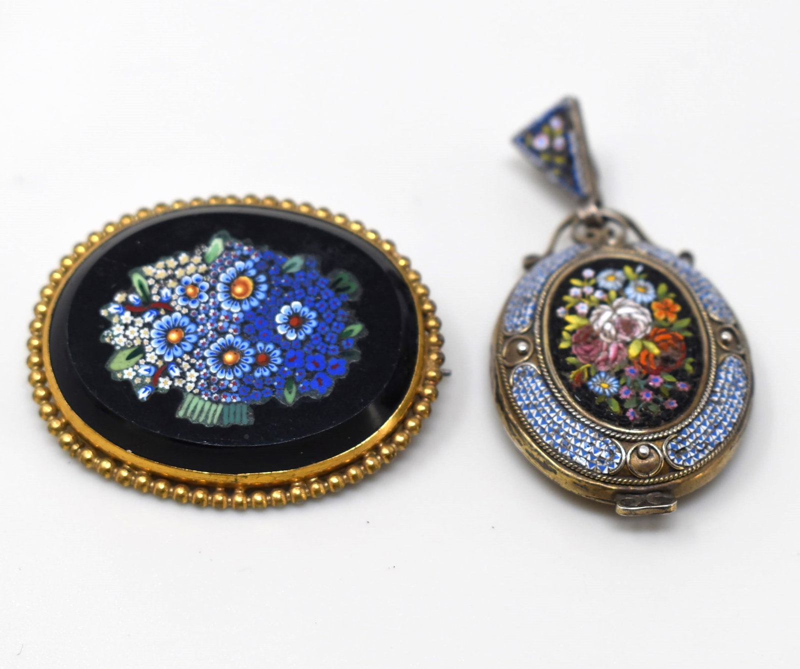 Victorian micromosaic brooch and a  micromosaic pendant (1 of 11)