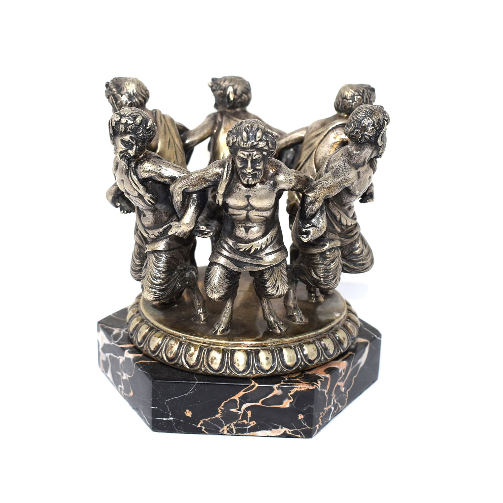Antique silveplated bronze group with satyrs (1 of 11)