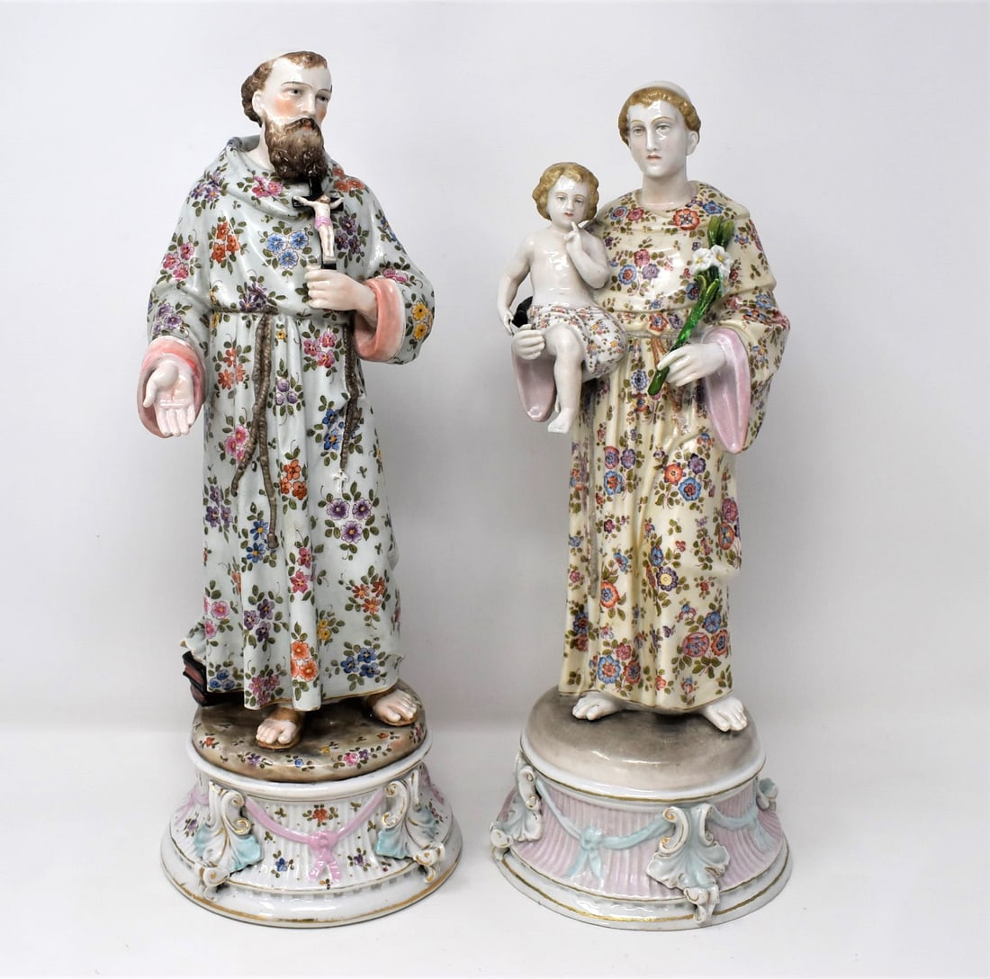 Two large continental porcelain figurines of saints (1 of 16)