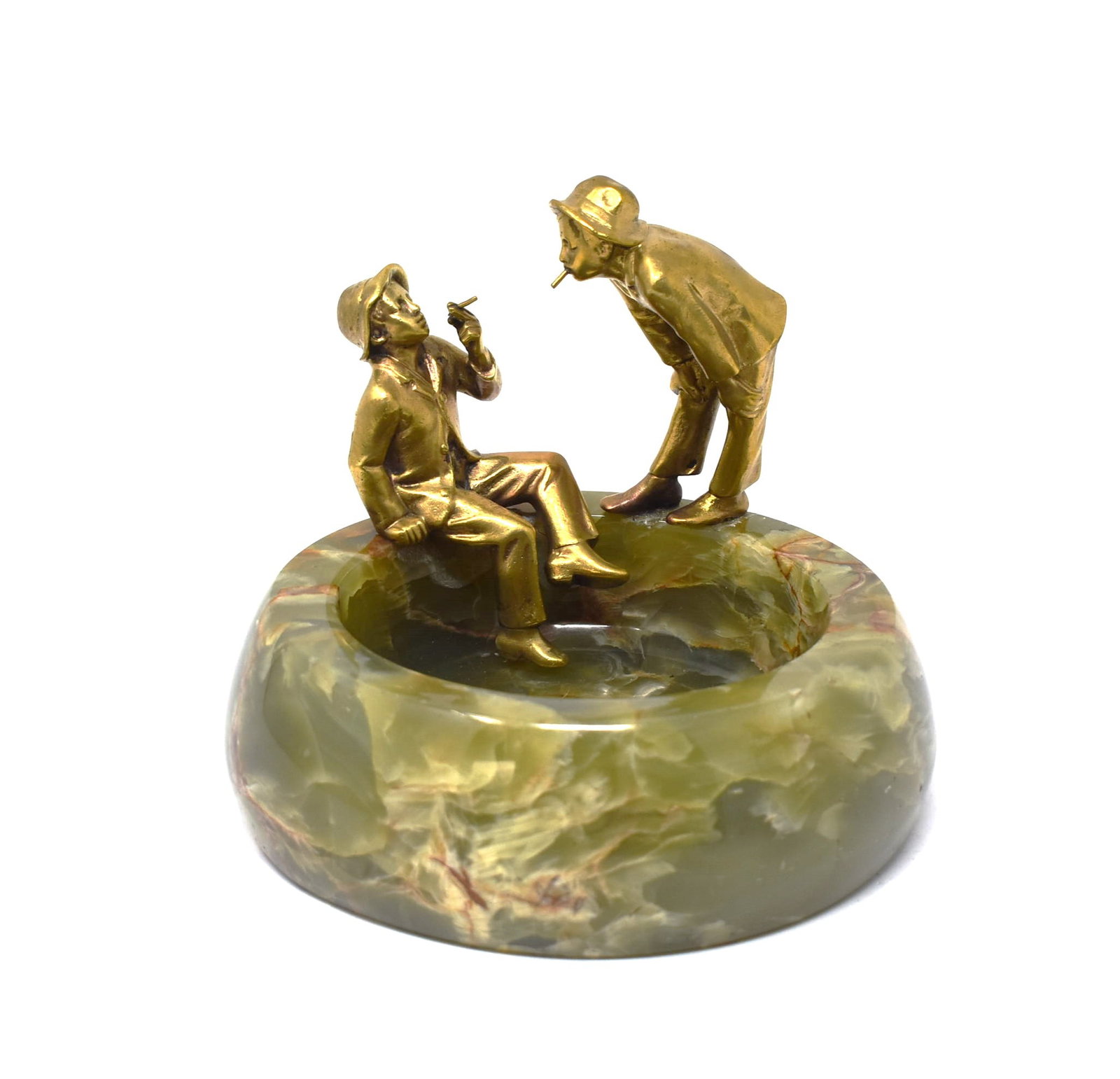 Antique/ vintage French gilt bronze and onyx figural vide-poche / ashtray (1 of 9)