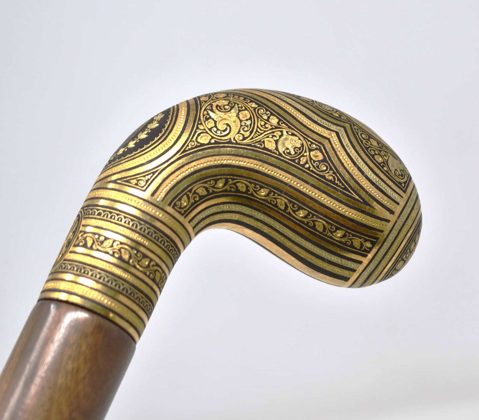 Antique Spanish Toledo damascene cane / walking stick (1 of 18)