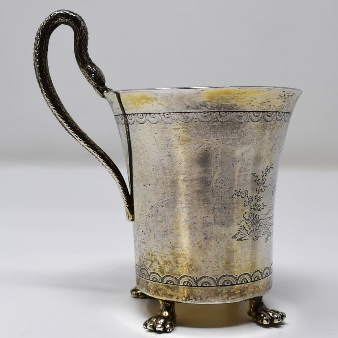 Johann Alois Seethaler German Silver gilt swan handle cup circa 1800 (1 of 16)