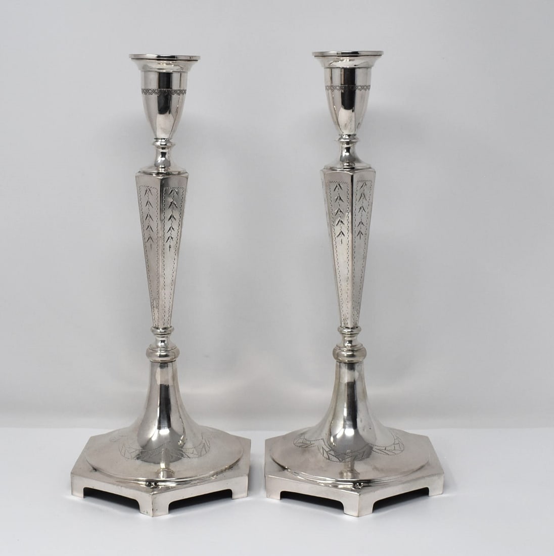 Large pair of vintage Polish silver candlesticks (1 of 9)