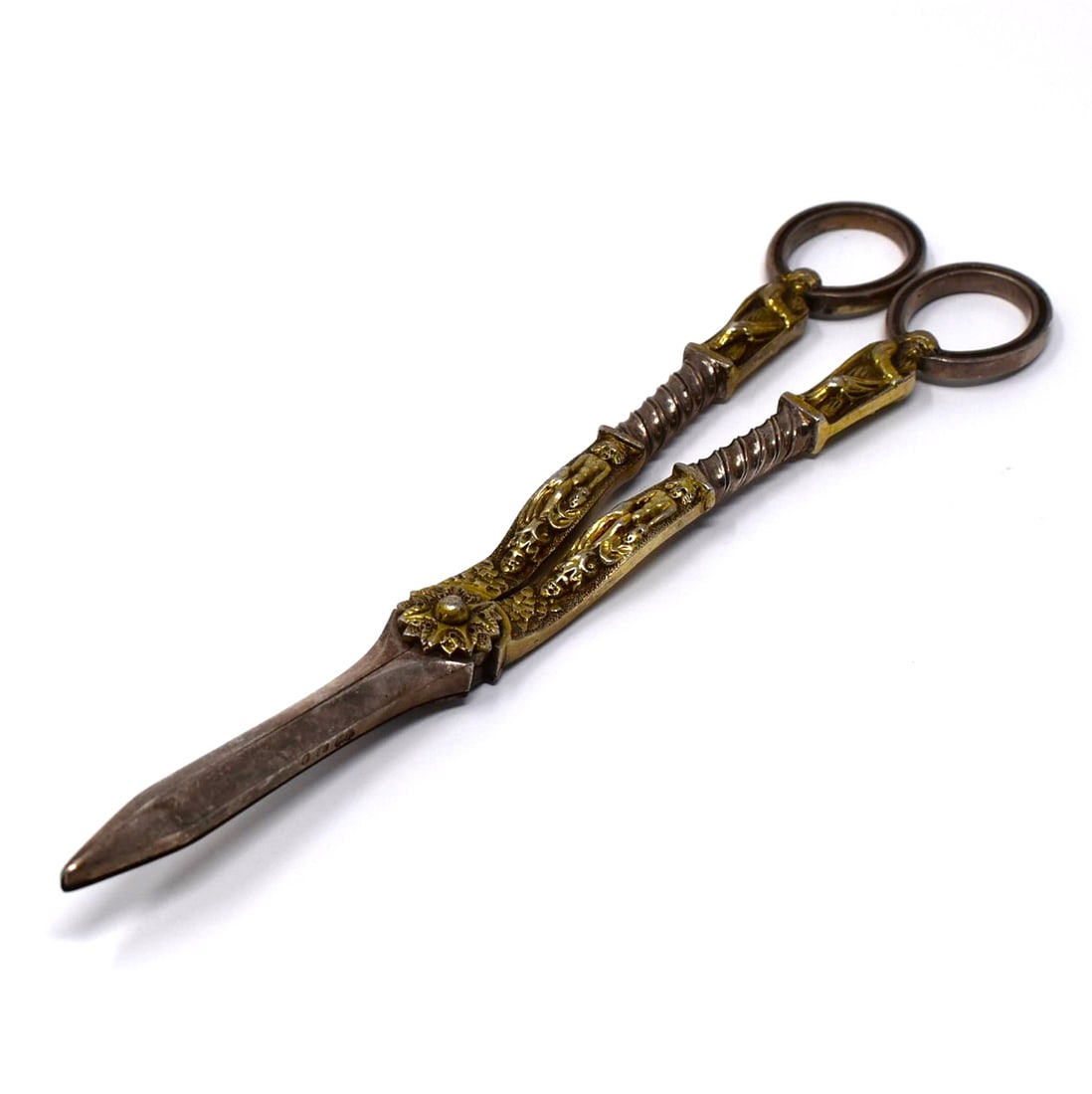 Elkington & Co. Victorian sterling  gilt silver figural grape shears (1 of 13)