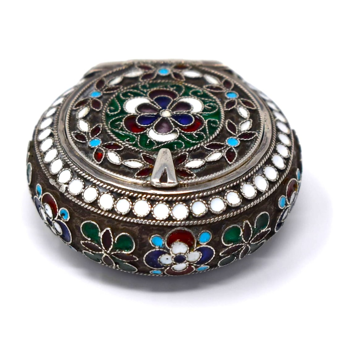 Antique Russian silver and cloisonne enamel pill box (1 of 17)