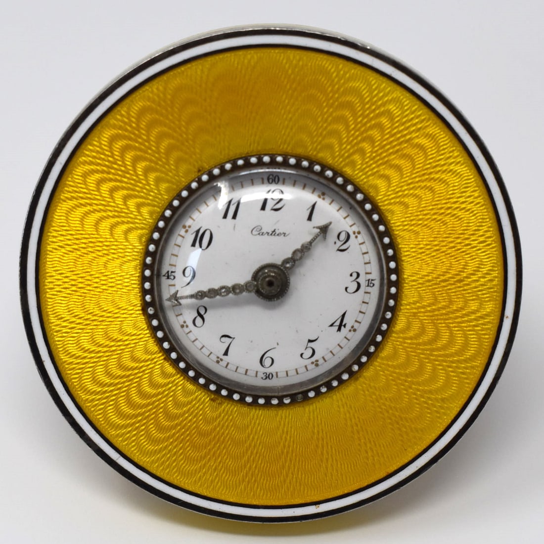 CARTIER, Paris Belle Epoque silver guilloche enamel Desk Clock (1 of 15)