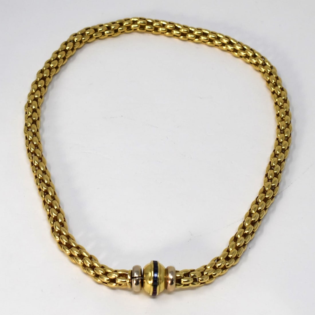 Vintage 18K gold, rubies and sapphires chain link necklace (1 of 7)