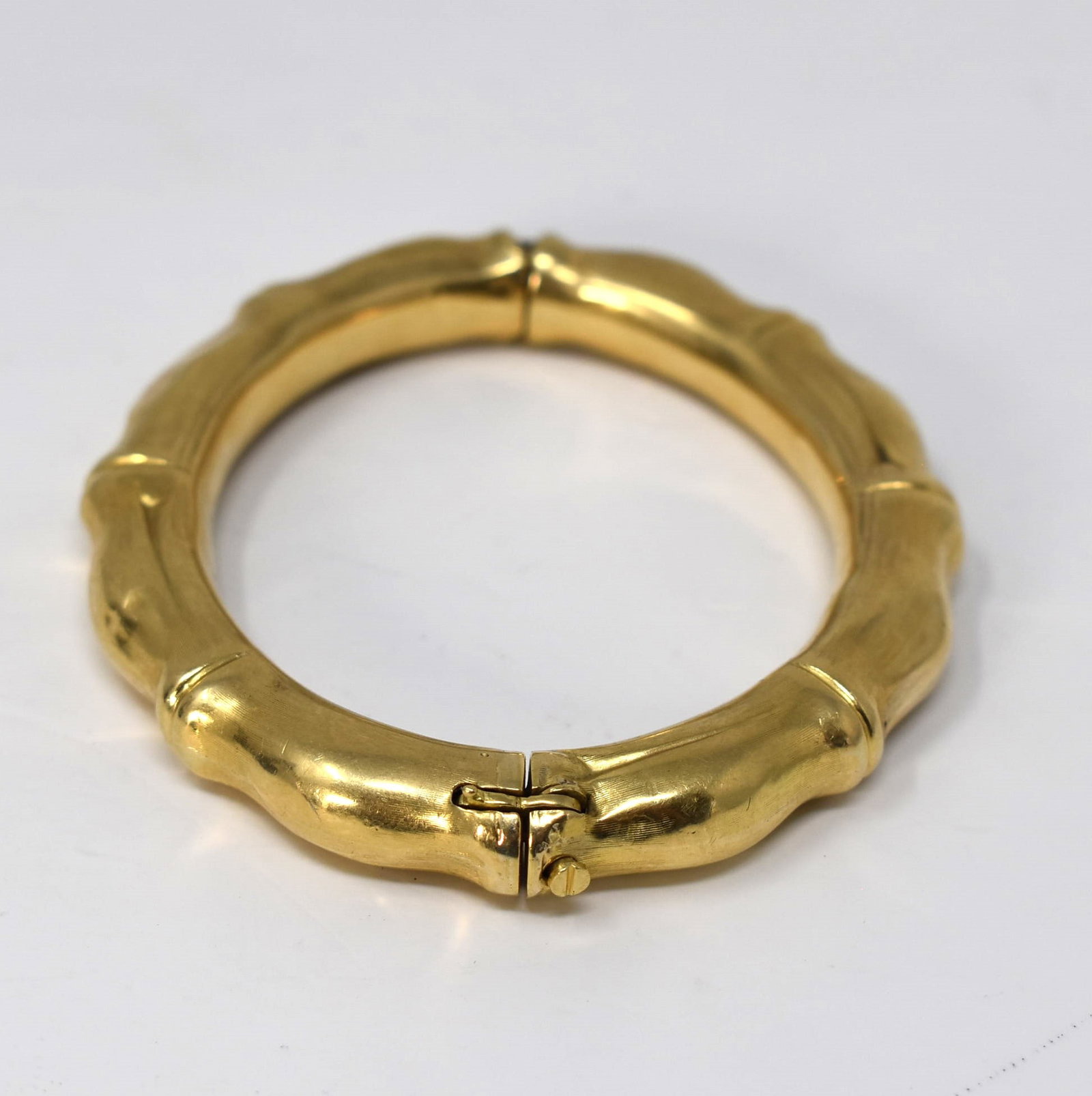 Vintage 14K Gold Faux Bamboo Hinged Bangle Bracelet (1 of 5)