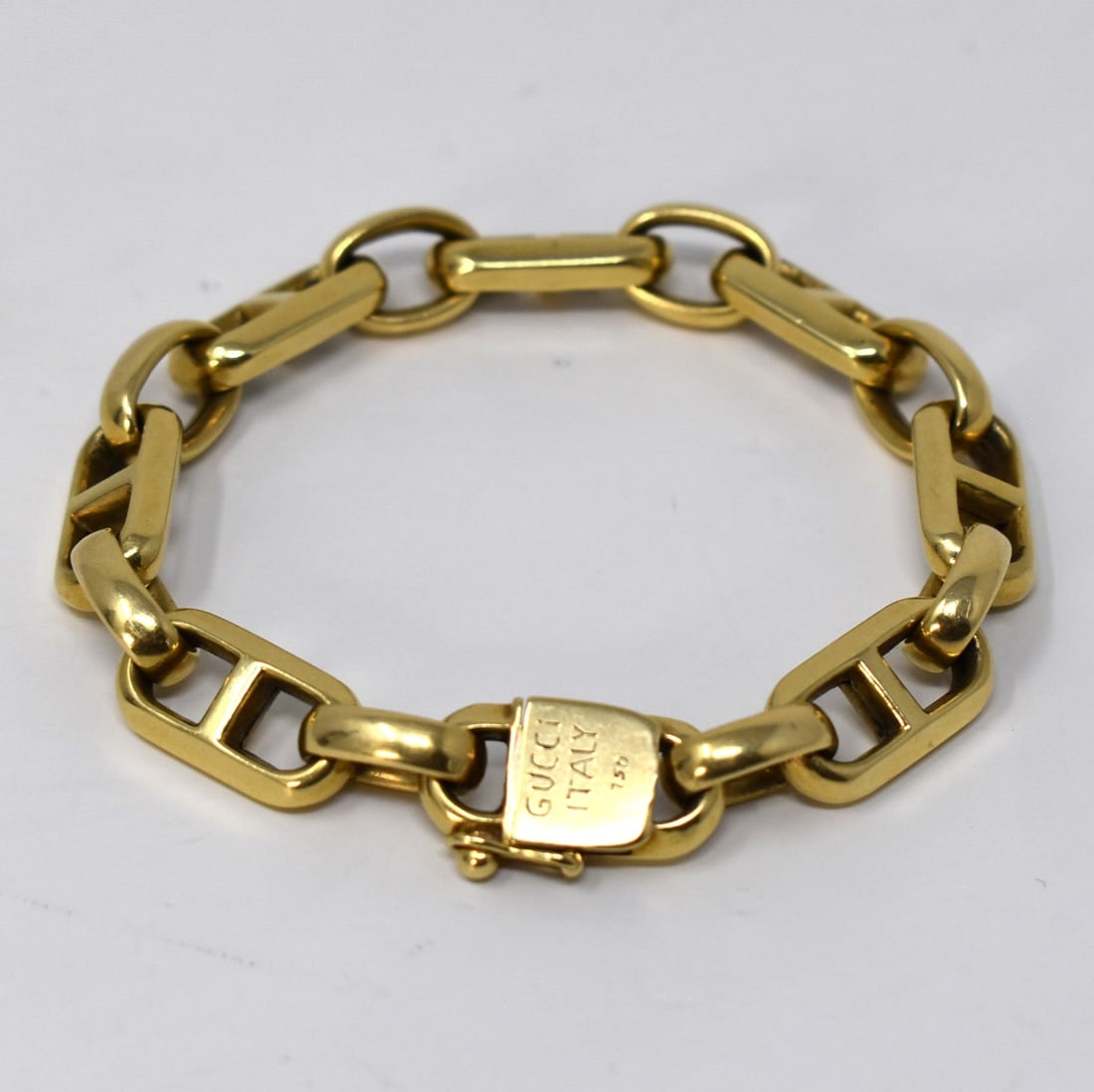 18K yellow gold Gucci style Italian chain bracelet (1 of 5)