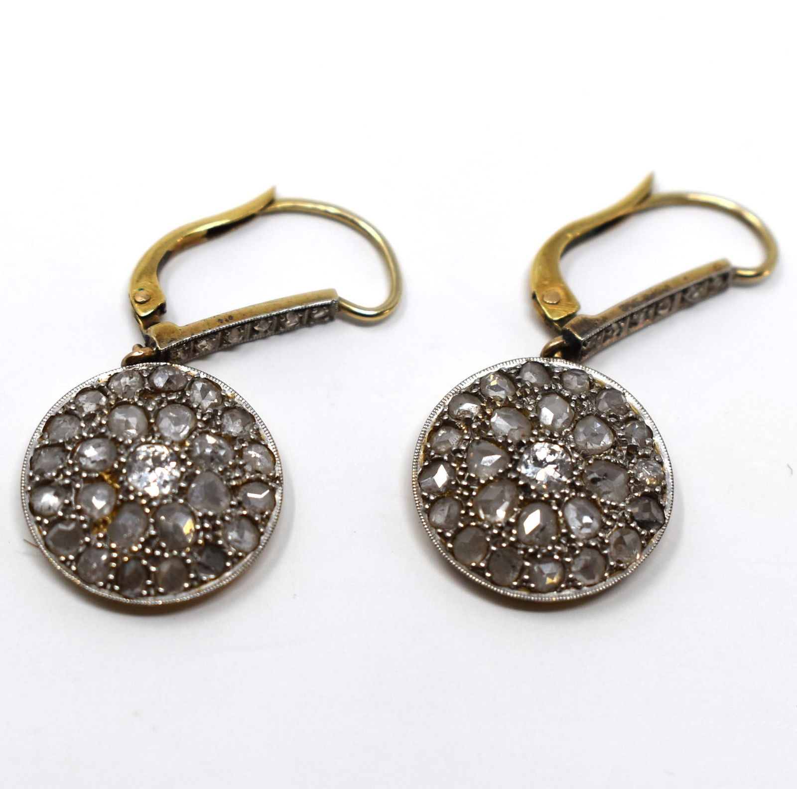 Pair of Art Deco gold and diamond pendant earrings (1 of 4)