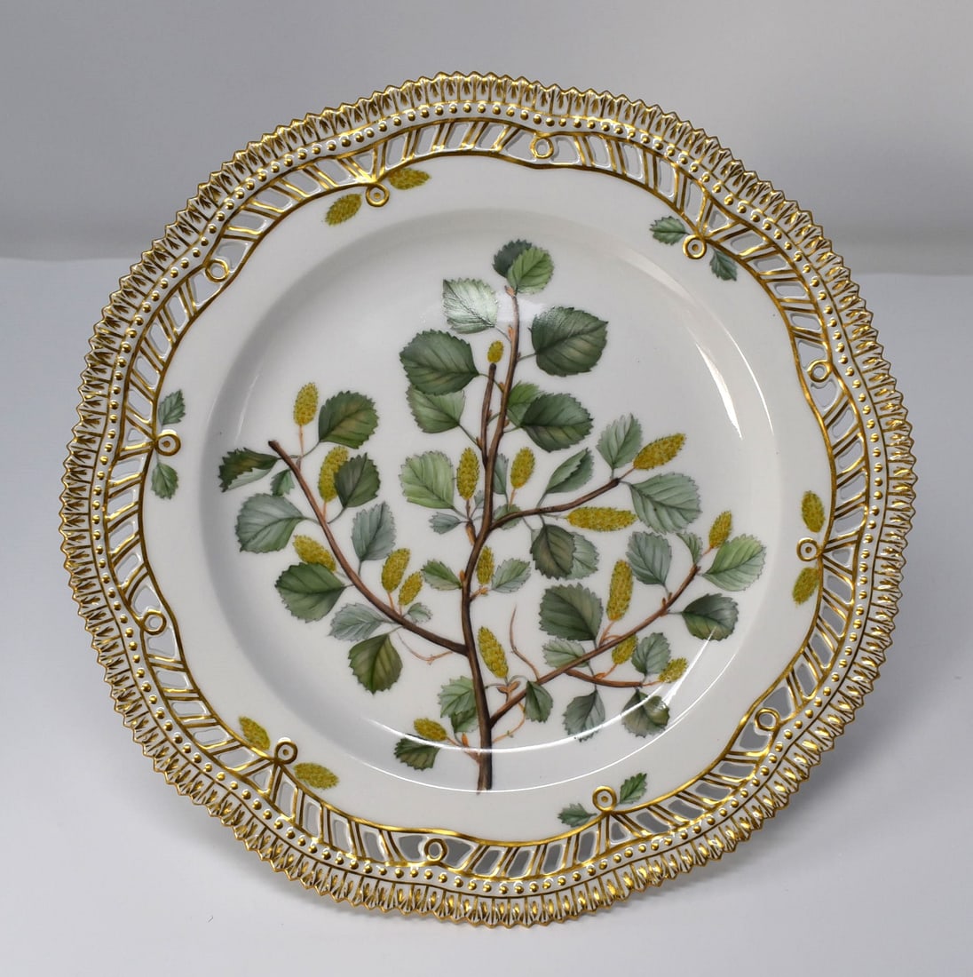 Royal Copenhagen FLORA DANICA porcelain plate: Betula Alpestris (1 of 3)