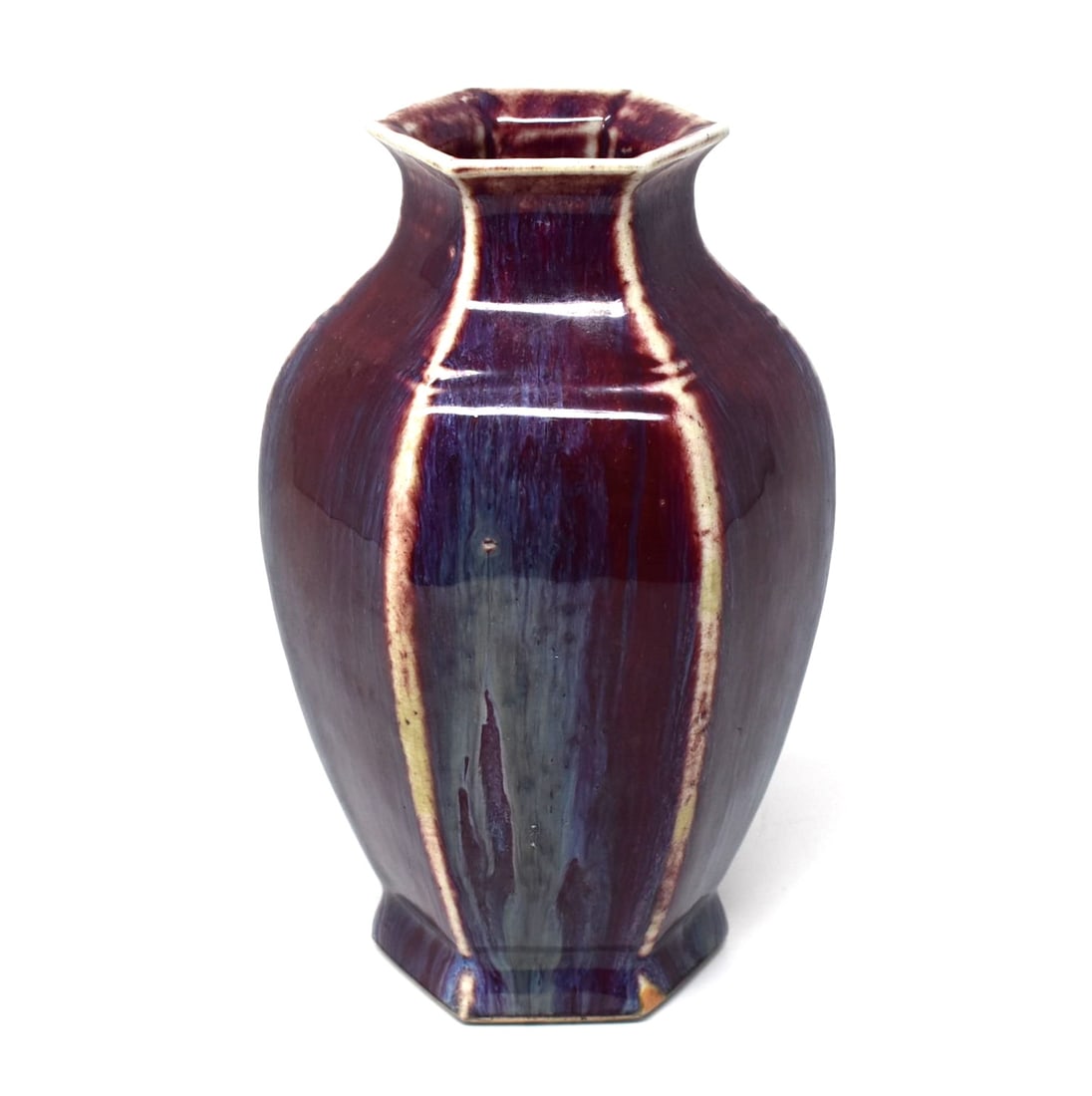 A Chinese flambe-glazed hexagonal vase (1 of 11)