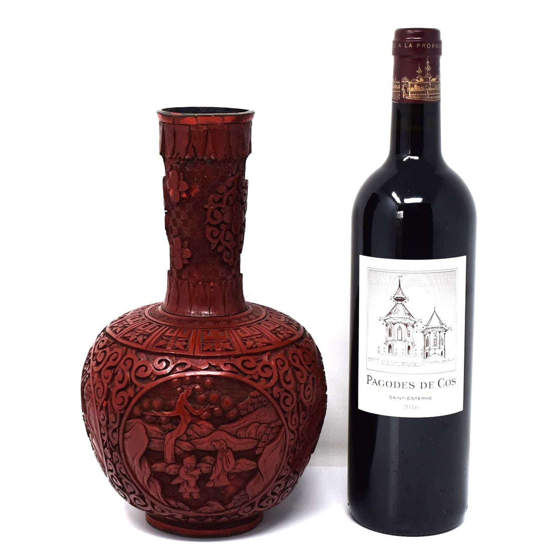 Chinese carved lacquer vase (1 of 9)