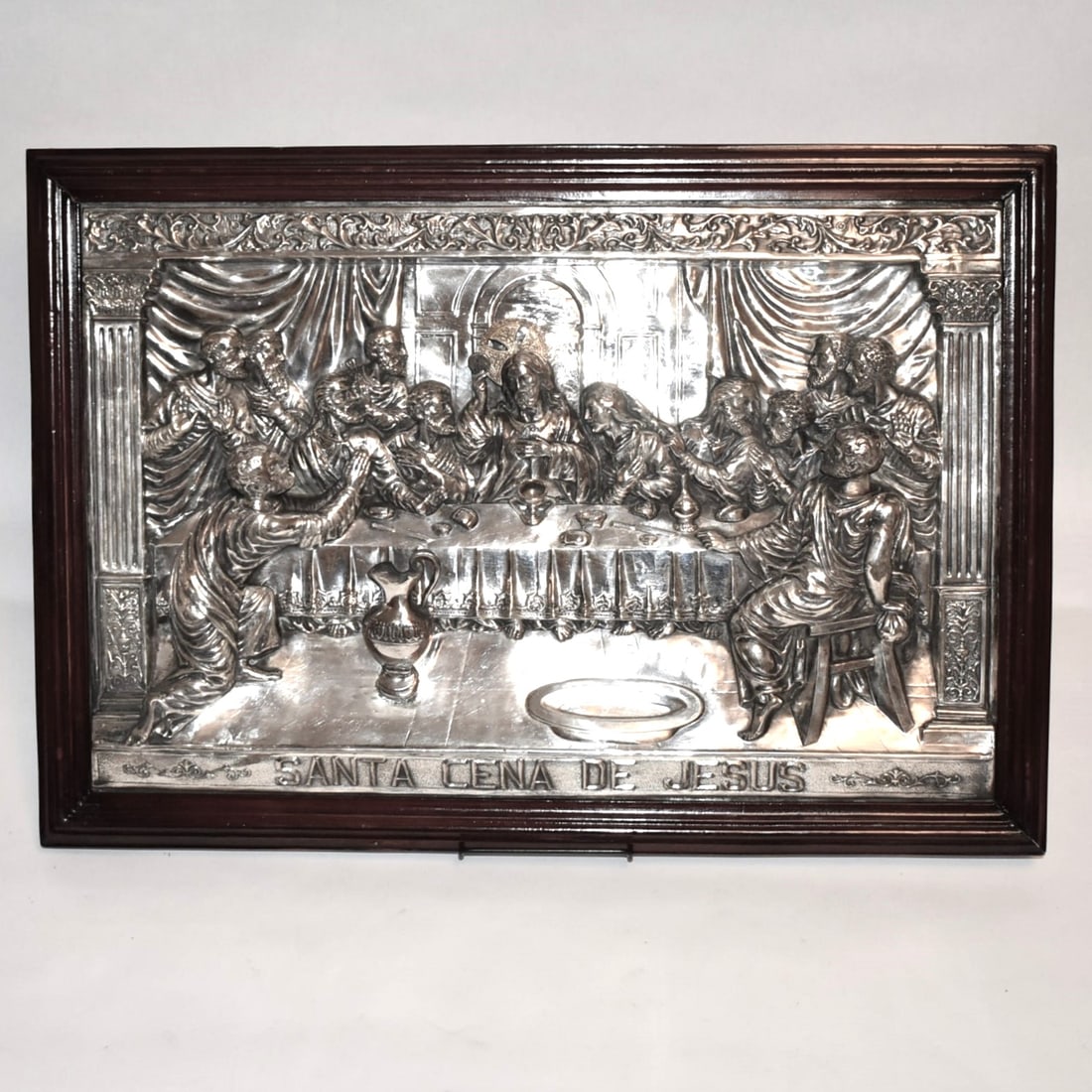 Large relief silver-plate plaque of the Last Supper (1 of 13)