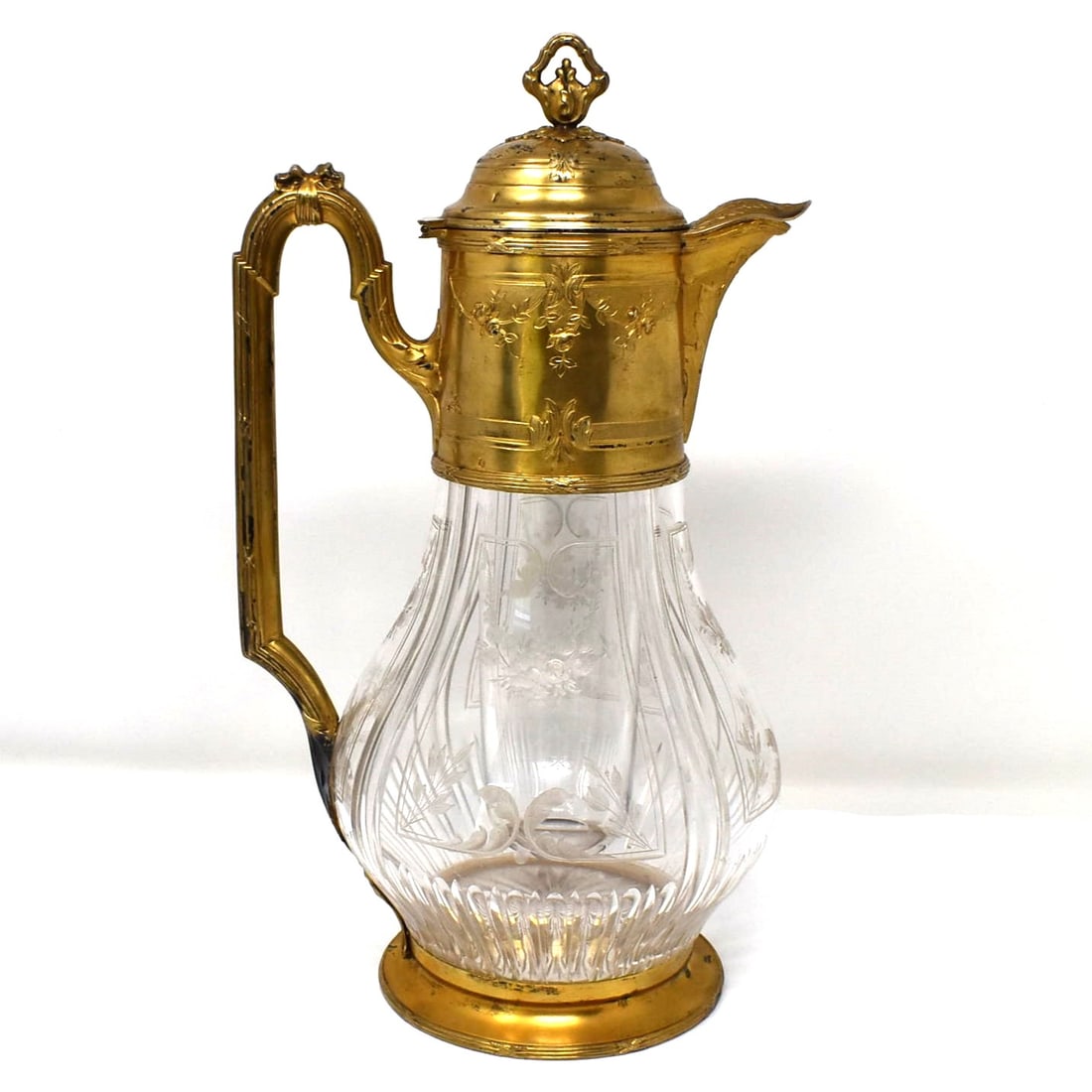Large antique French 950 silver gilt jug/ pitcher with ice tube (1 of 20)