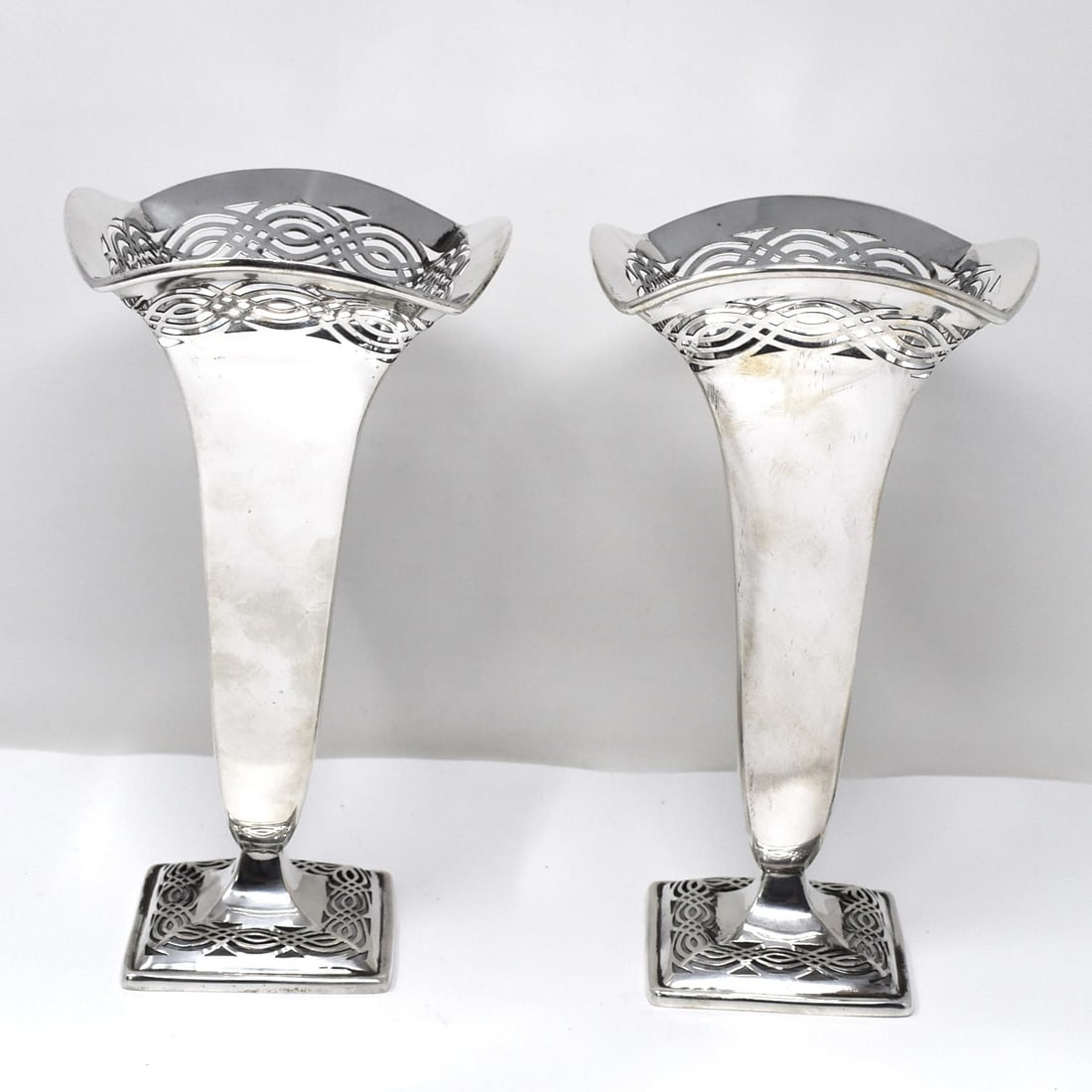 A pair of sterling silver trumpet vases for J.E. Caldwell & Co (1 of 10)