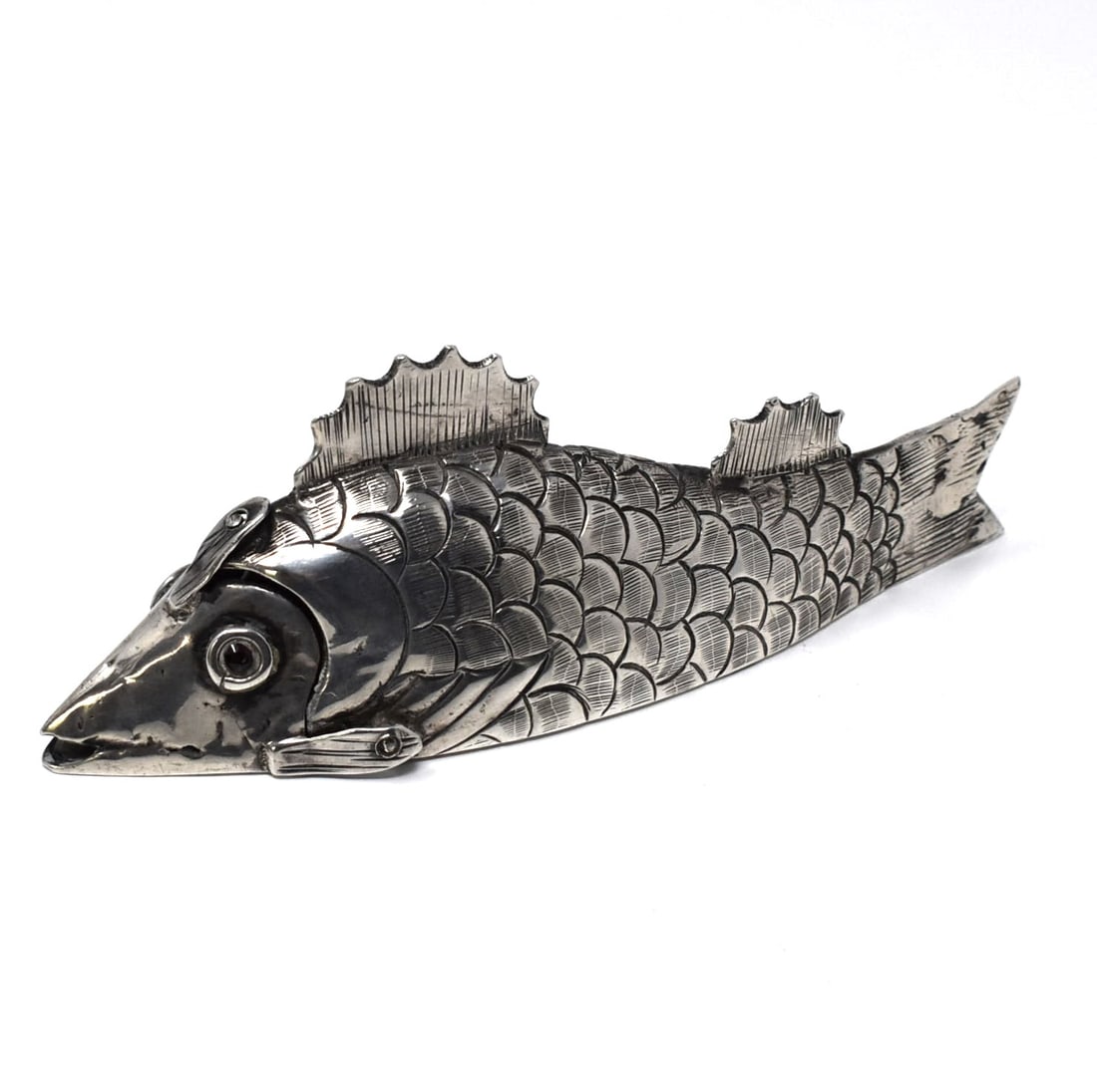Vintage silver fish besamim spice box with glass eyes (1 of 14)