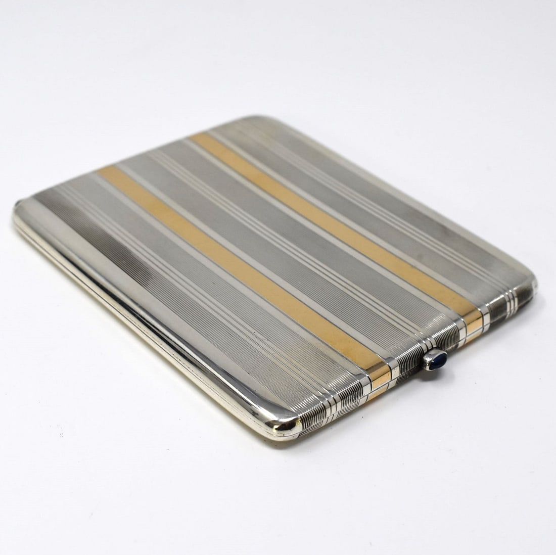 French Art Deco Silver and gold banded cigarette case (1 of 13)