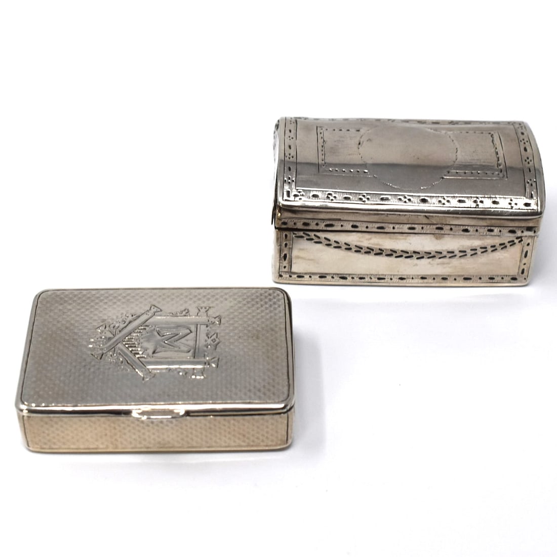 Antique Russian silver snuff box and continental silver hinged box (1 of 14)