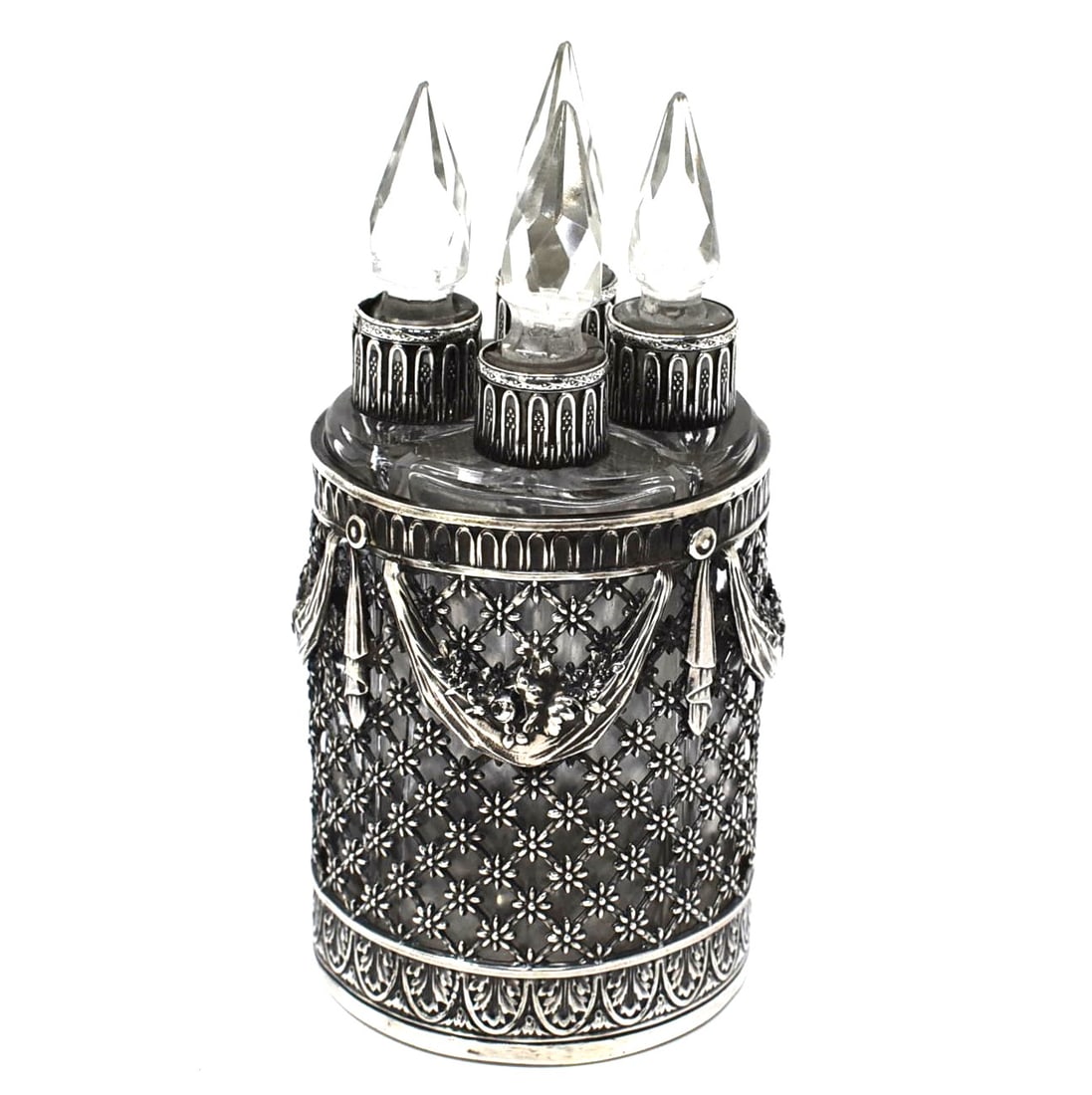 Antique French silver mounted perfume bottles set (1 of 16)