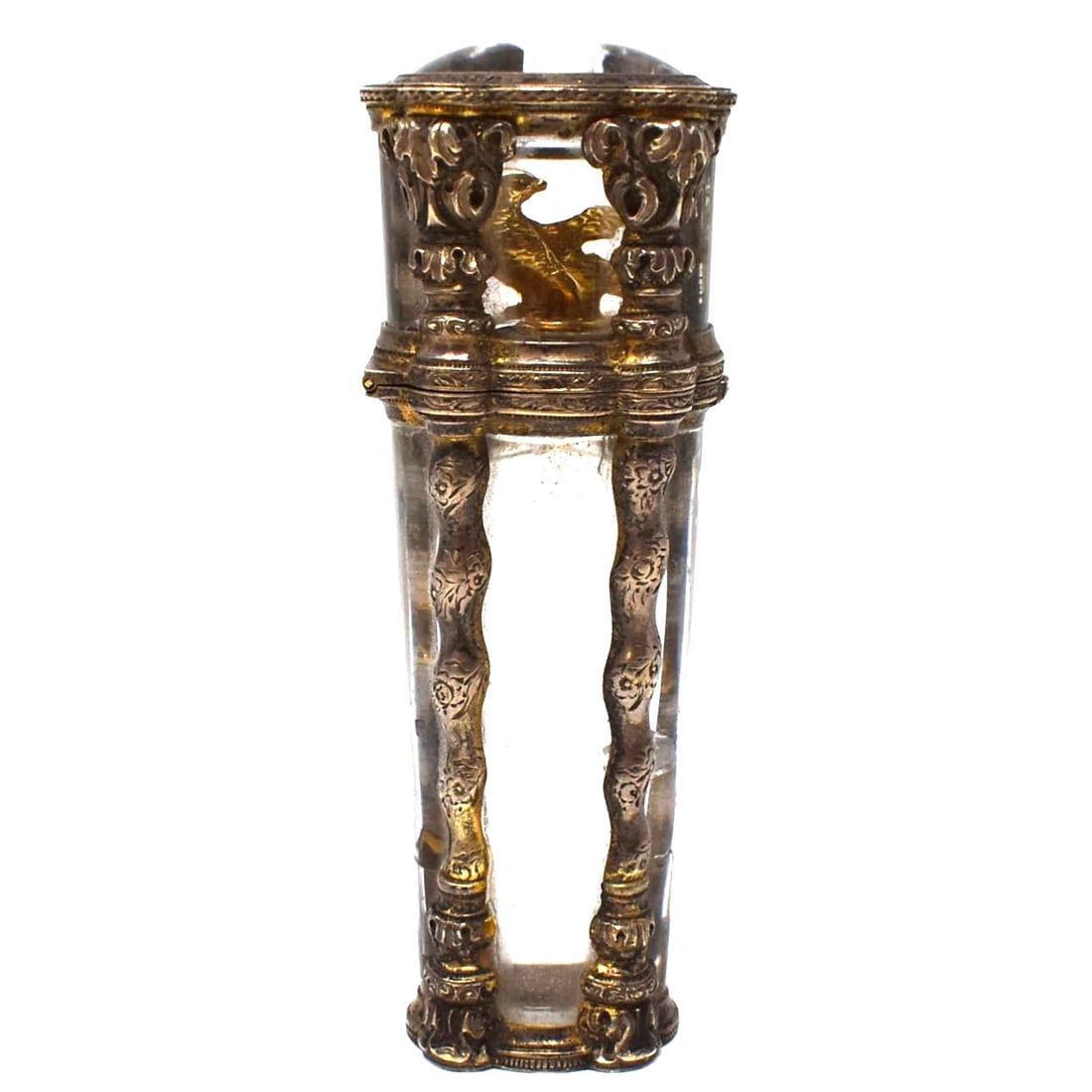 French 18th century bronze mounted rock crystal perfume flask / bottle (1 of 13)