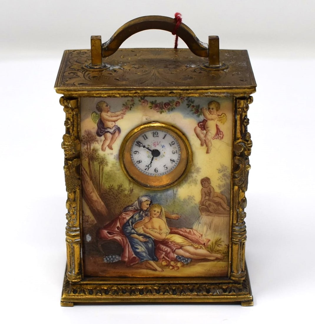 Antique bronze and enamel miniature carriage clock (1 of 19)