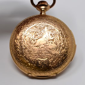 Antique Jaeger LeCoultre 18K gold hunter case pocket watch