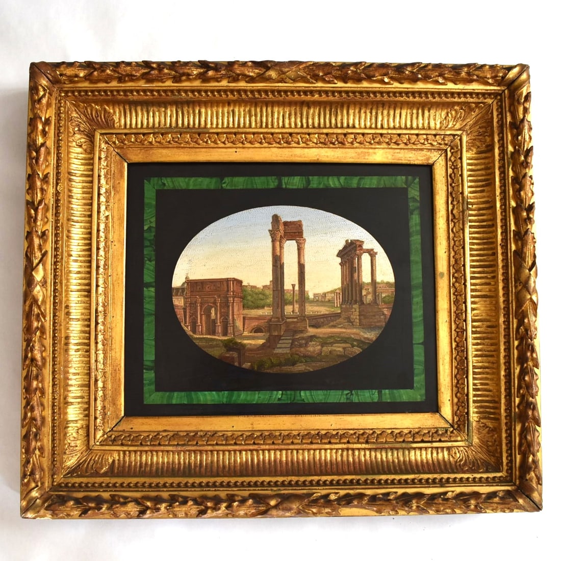 Large antique Micromosaic plaque of the Roman Forum in antique wood frame (1 of 16)