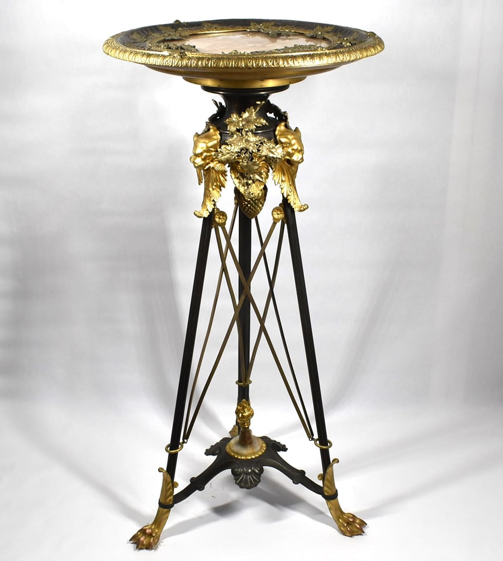 Georges Emile Henri Servant "Athenian" bronze and onyx pedestal table / gueridon circa 1880. (1 of 16)