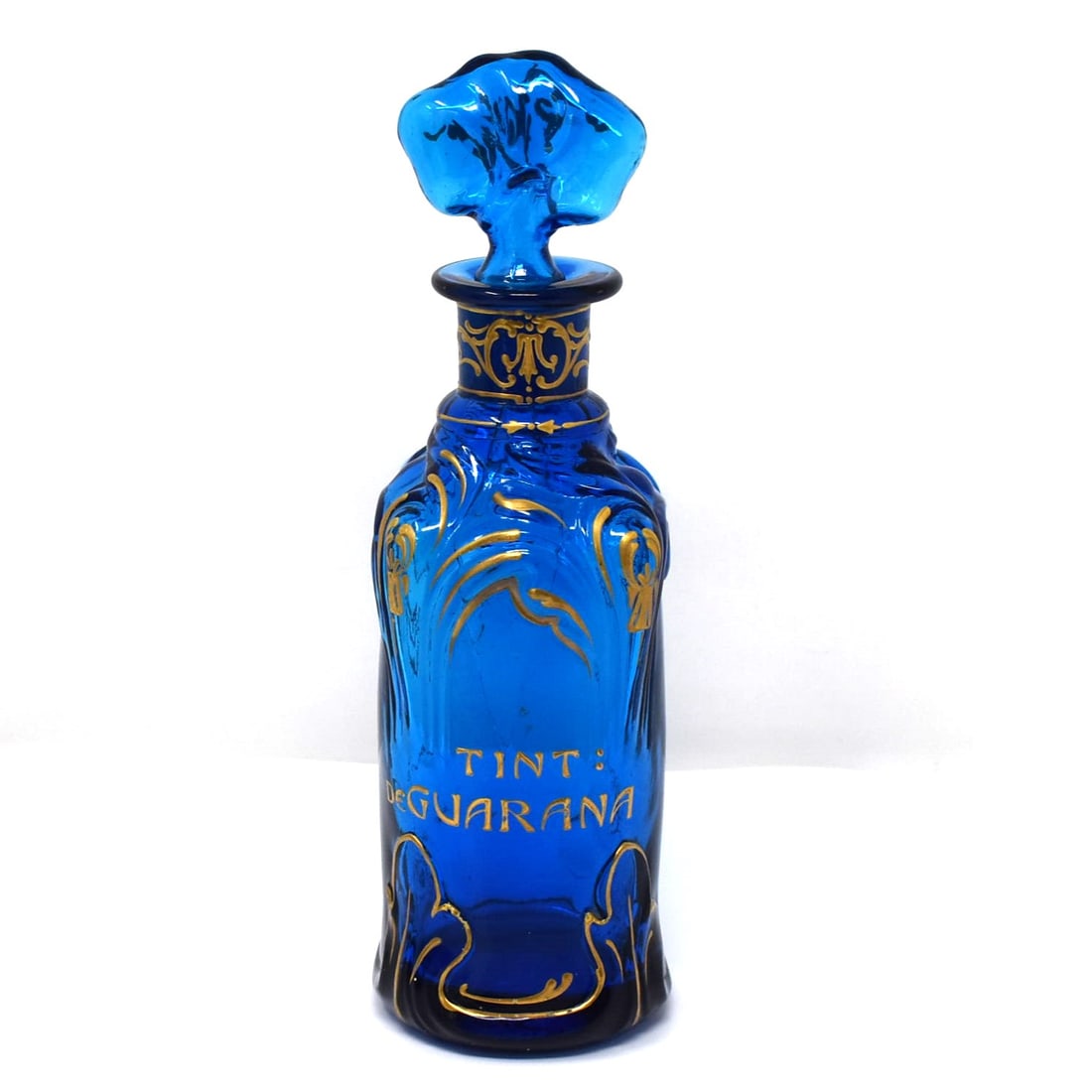 Antique French blue glass apothecary bottle and stopper (1 of 20)