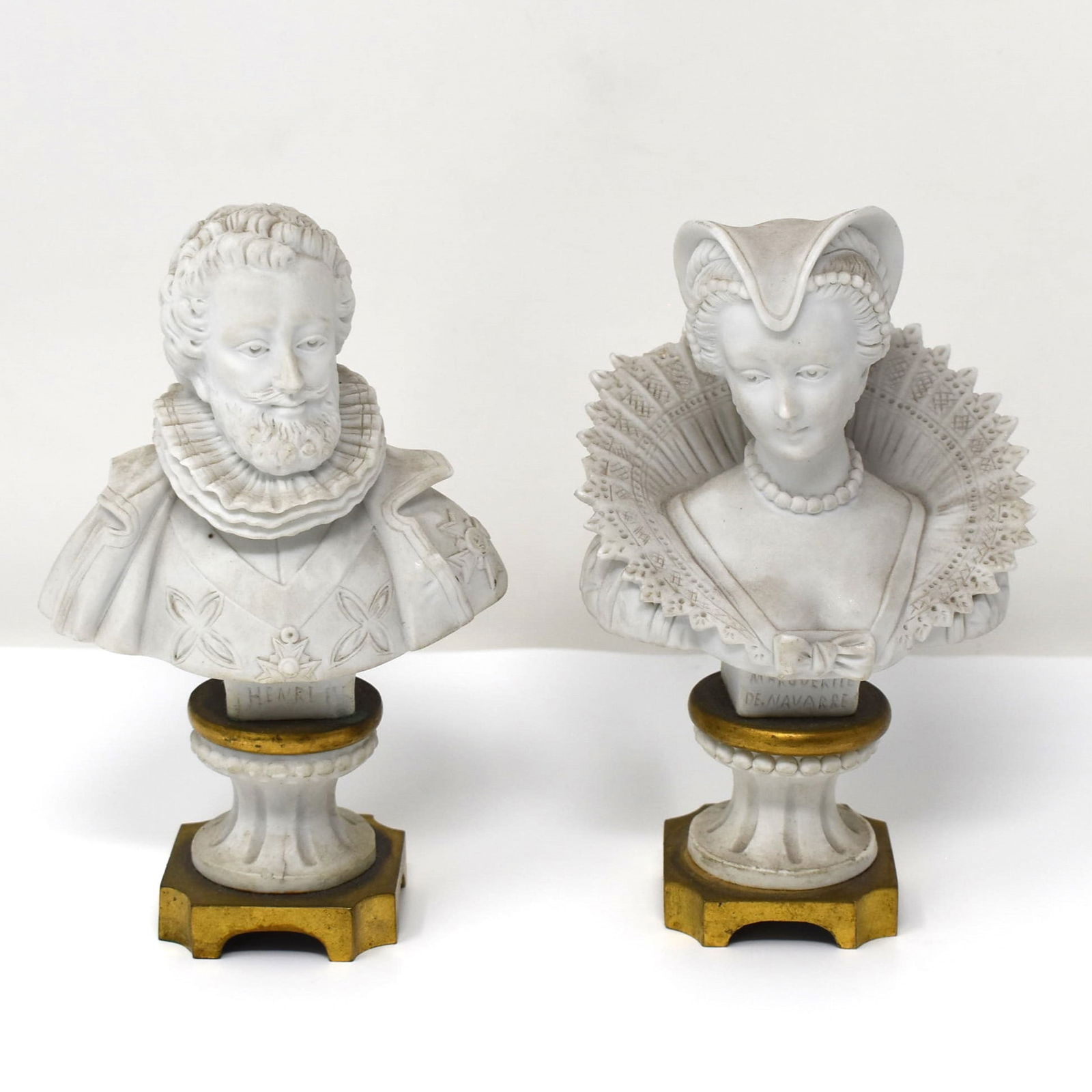 Two Sevres biscuit porcelain busts: Henri IV of France and Margueritte de Navarre (1 of 12)