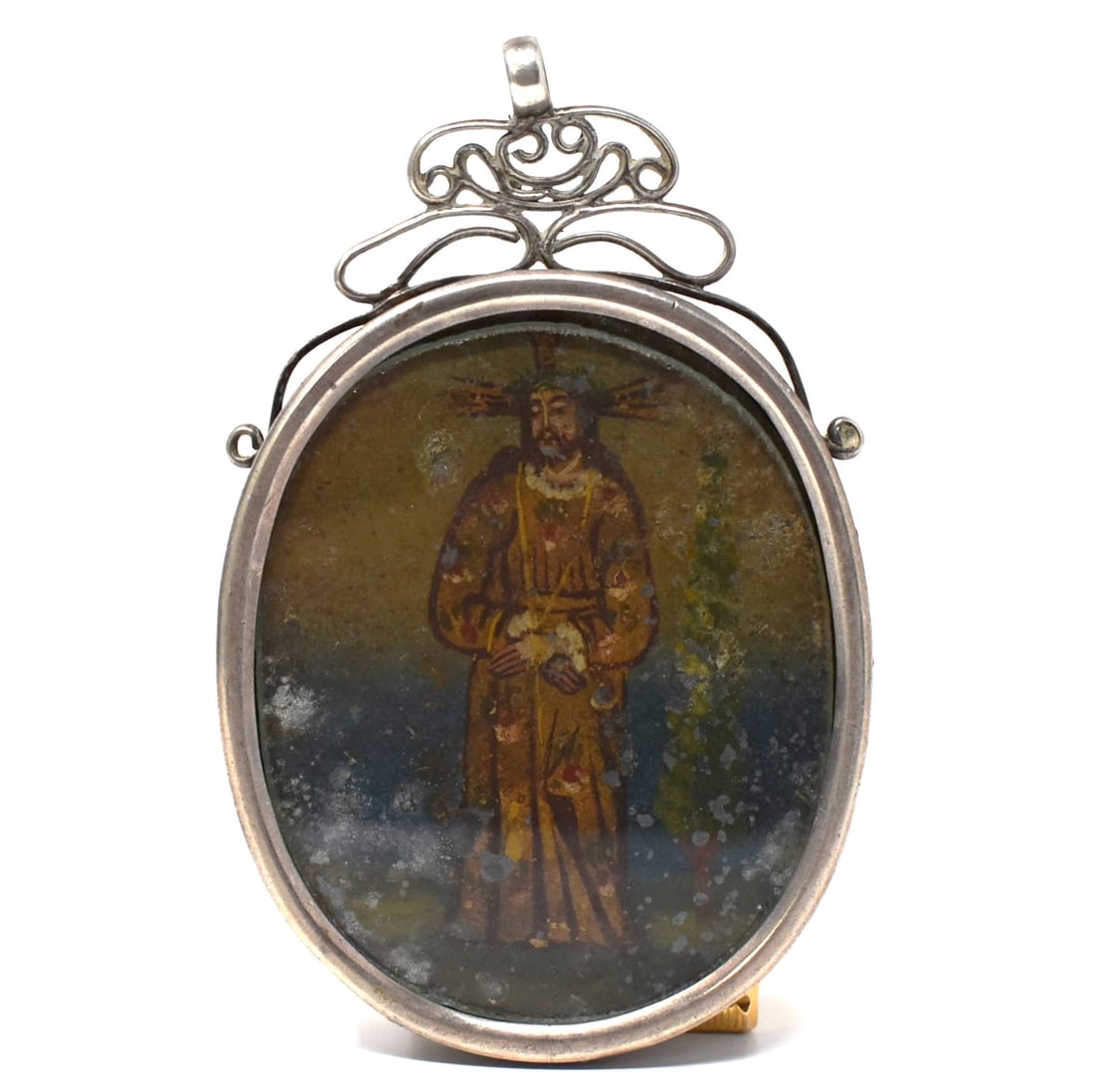 Antique Colonial silver double-sided pendant (1 of 9)