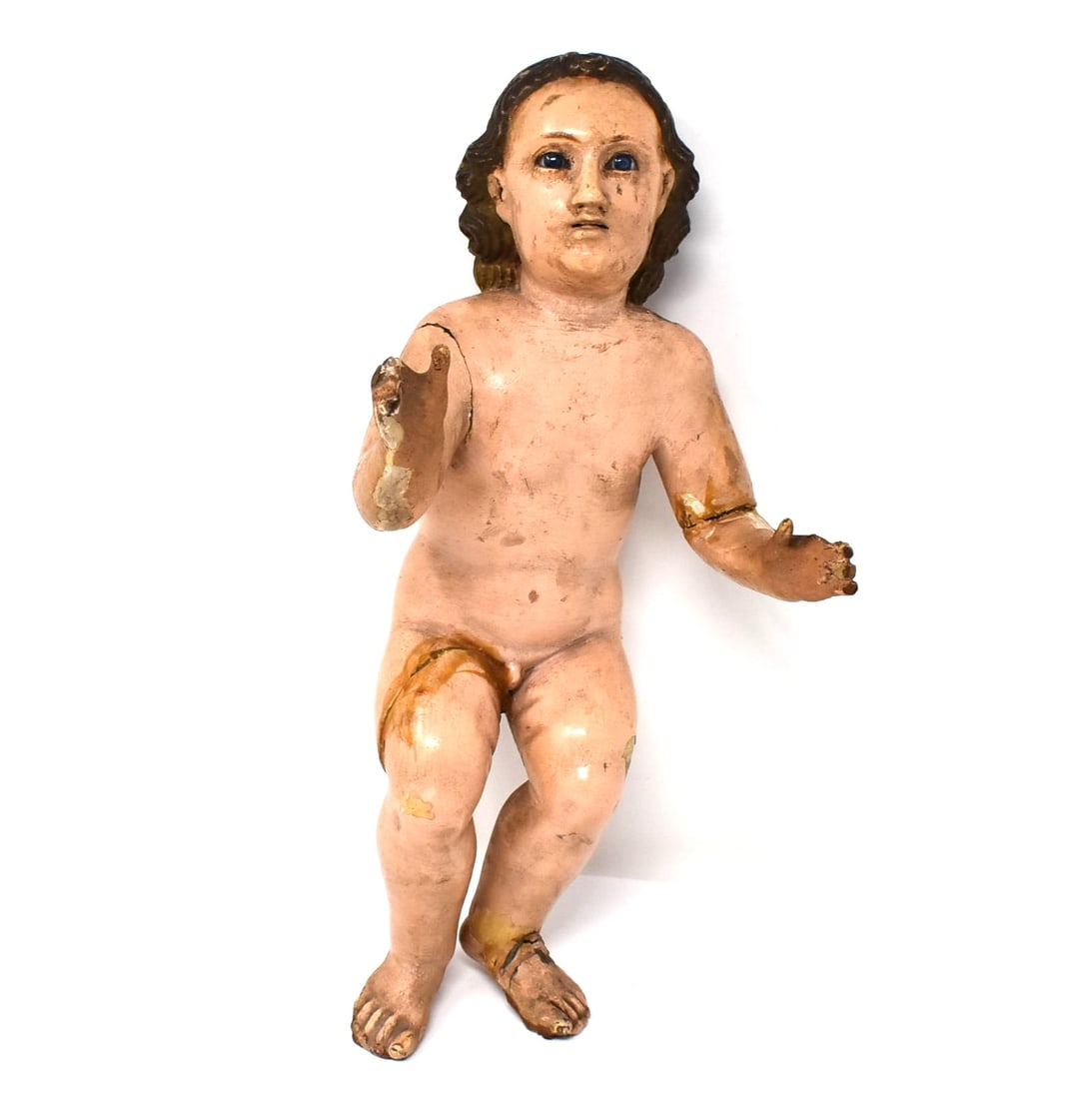 Antique polychromed wood figure of Christ child (1 of 13)