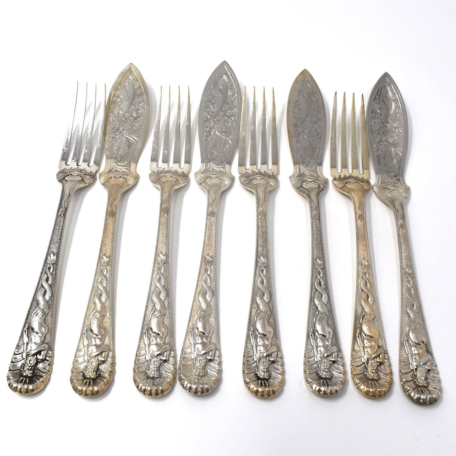 Antique Elkington & Co. silverplate "Poseidon" flatware set (1 of 16)