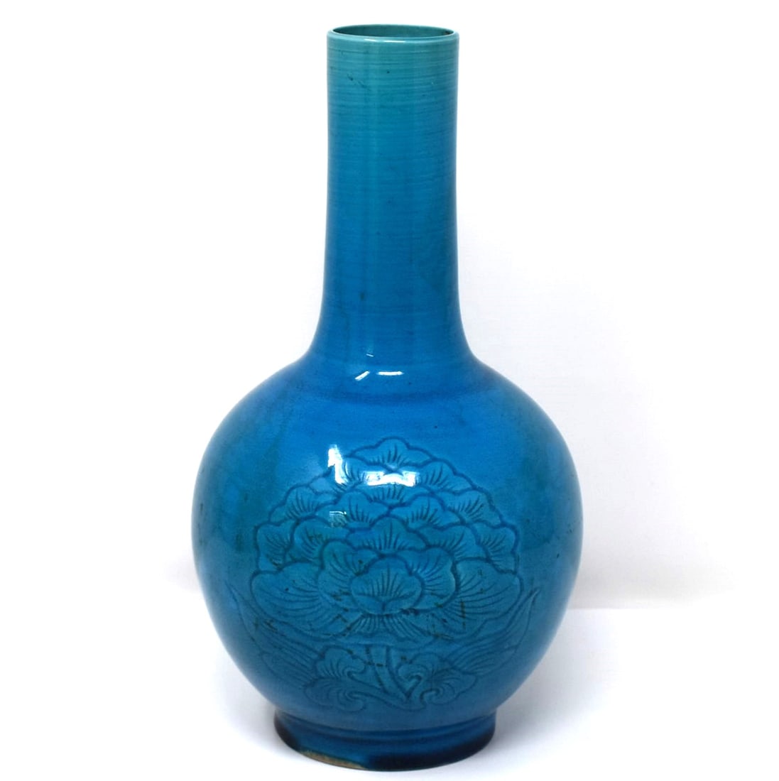 Chinese turqoise glazed and incised pottery bottle vase (1 of 13)