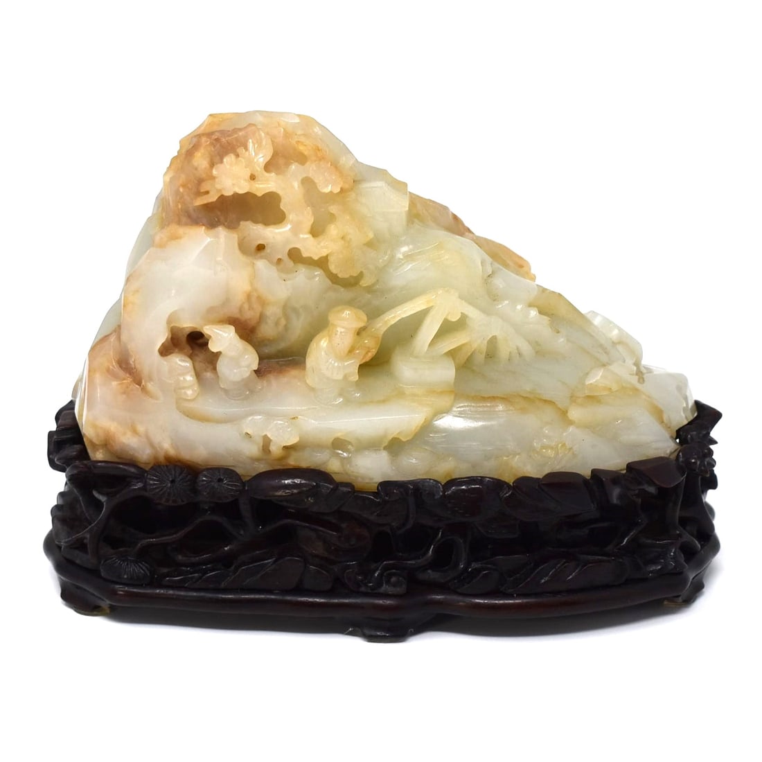 A Chinese Qing Dynasty greenish-grey jade mountain (1 of 20)