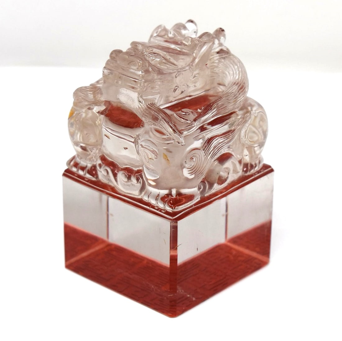 A Chinese rock crystal dragon wax seal (1 of 14)