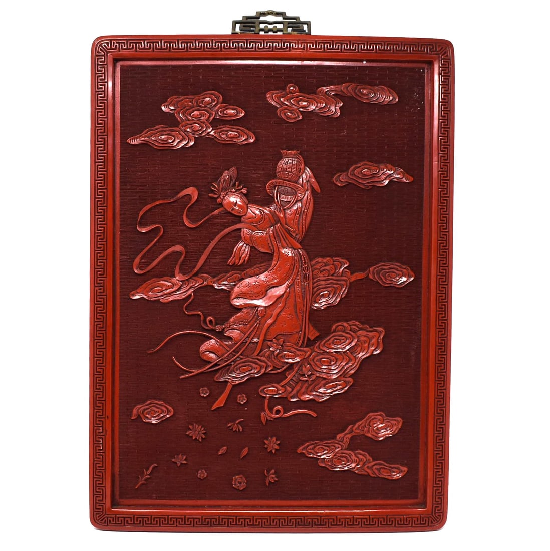 Vintage Chinese carved cinnabar wall plaque (1 of 11)