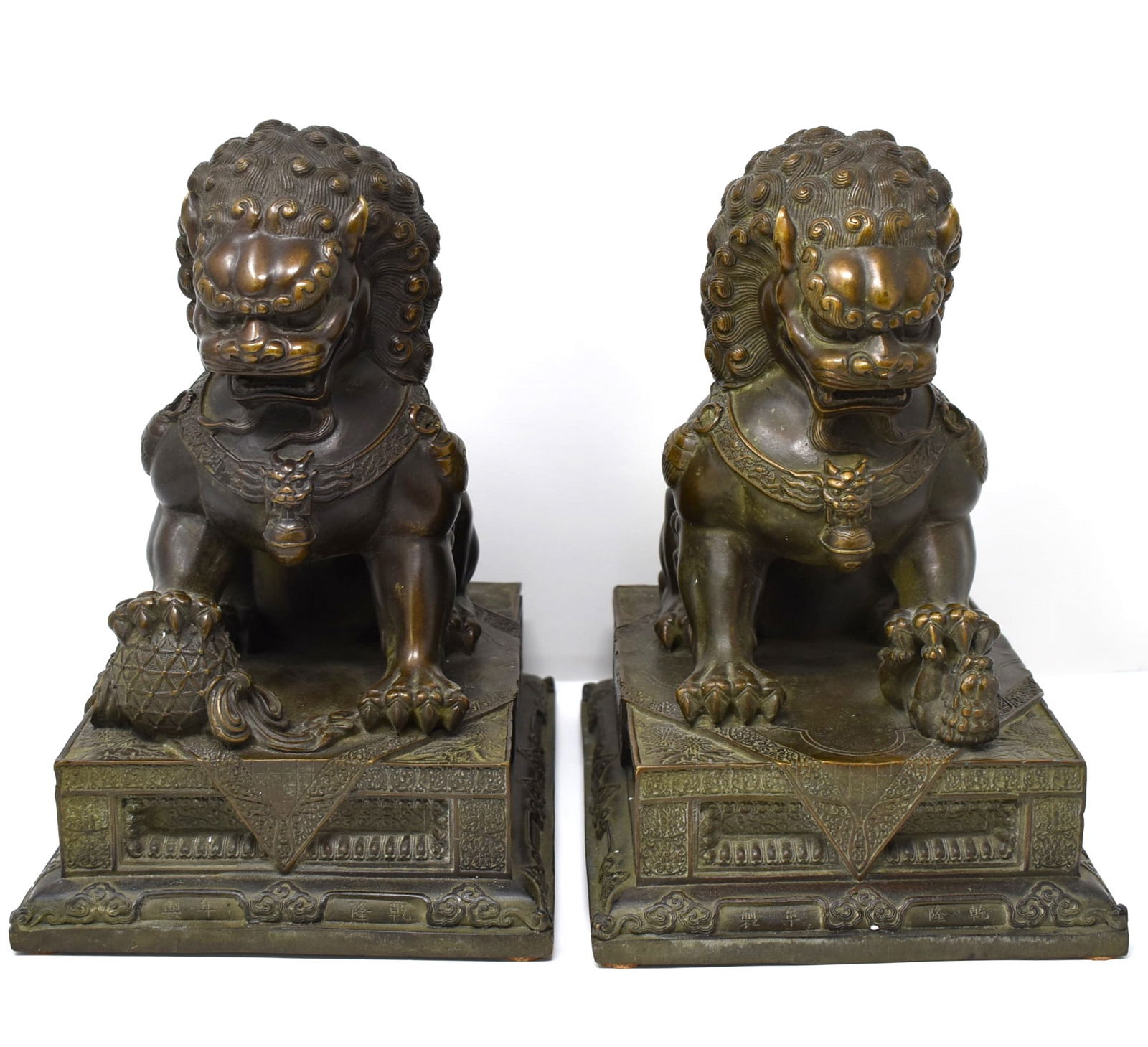 Pair of Chinese bronze Foo Lions (1 of 17)