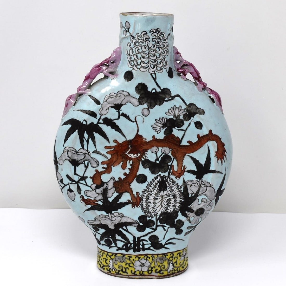 A 19th century Chinese turquoise ground  moonflask dragon vase (1 of 15)