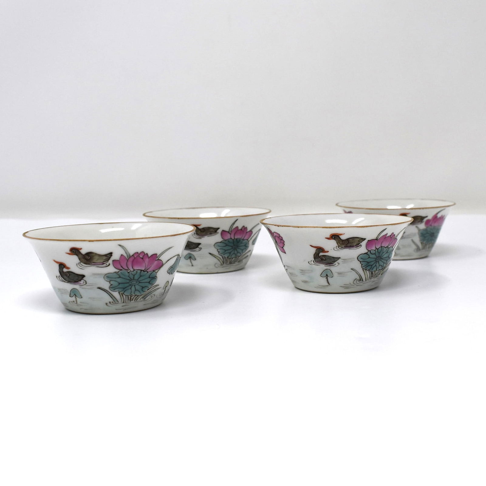Set of four Chinese famille rose porcelain cups (1 of 15)