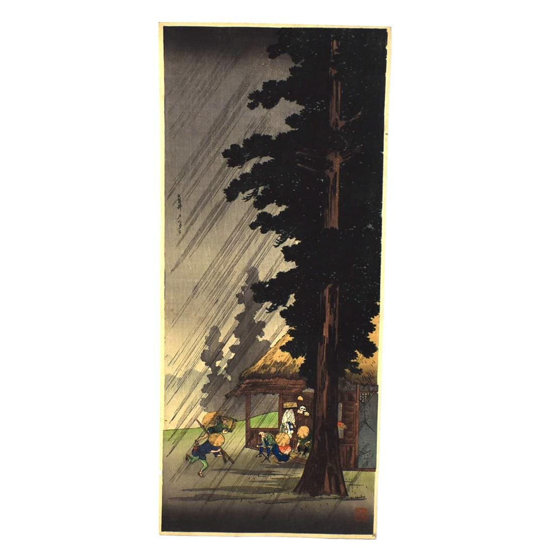 Shotei Hiroaki TAKAHASHI (1871-1945) woodblock print, Evening shower at Takaido (1 of 10)